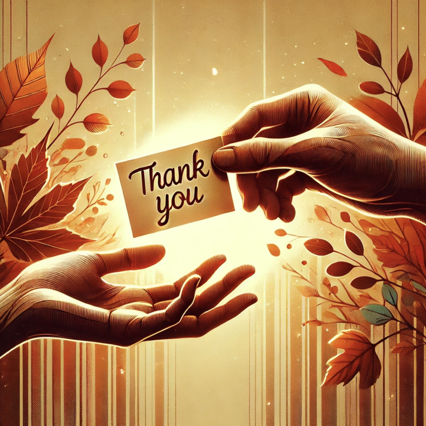 Image of one hand giving another a note of appreciation